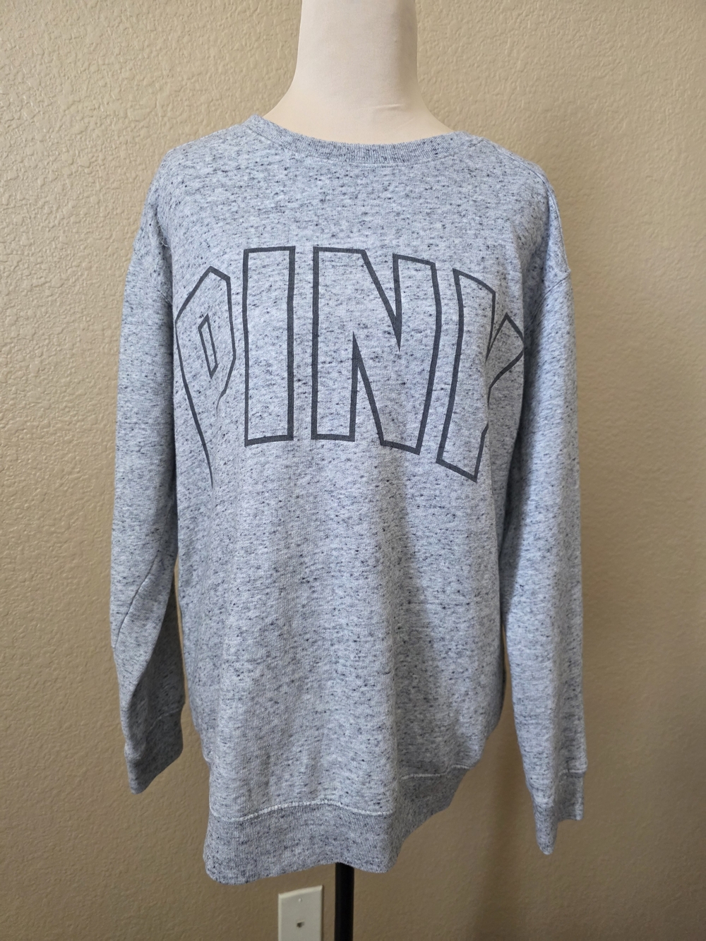Victoria’s Secret Pink Brand Gray Heather Sweatshirt Logo Dog XS Preppy College